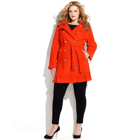 michael kors plus size double breasted belted trench coat|MICHAEL Michael Kors Double Breasted Trench Coat with.